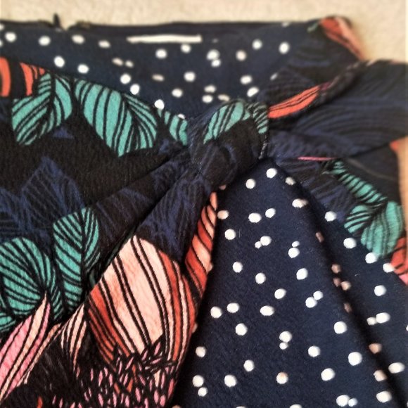 MAEVE Anthropologie Faux Wrap Pencil Skirt Navy Floral 6 - Picture 3 of 6